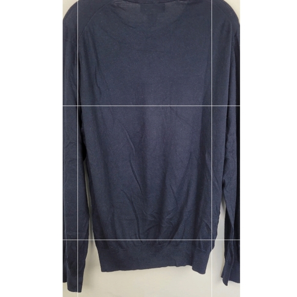 Bloomingdale's Navy Blue Crew Neck Cotton Cashmere Fine Knit Sweater Size Large - Picture 5 of 9